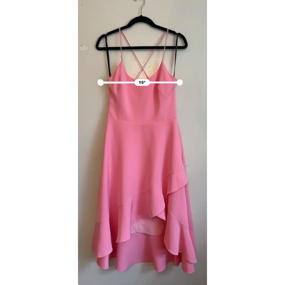 Black Halo Pink  Party midi Marie Dress asymmetrical hem  size 8 - Picture 6 of 14